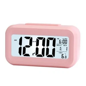Wecker Digital Alarmwecker Alarm Uhr LED Zeit Temperatur Laut Kalender Rosa - Bild 1 von 5