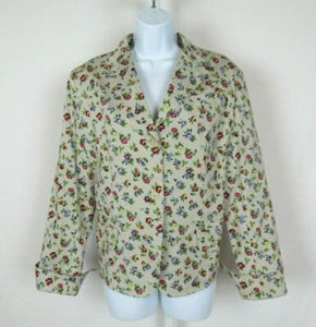 VTG 1990s 2000s ANNE KLEIN FLORAL JACKET COTTON SPANDEX SIZE 12 PADDED SHOULDERS - Picture 1 of 12