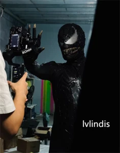 Máscara Cosplay Spider-Man 3 Veneno utilería casco 3D textura ver barbilla negra móvil - Imagen 1 de 6