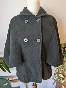 Italian Angora Wool Deep Forest Green Cape Jacket Australian Made Size 6 - Picture 1 of 9