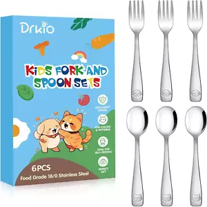 Stainless Steel Toddler Utensils Set - 6 Pieces Kids Silverware Set Children Saf - Picture 1 of 7