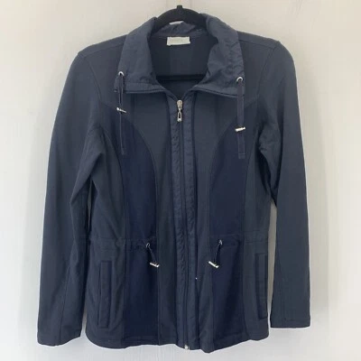 Bonita Womens Medium Full Zip Jacket Drawstring Waist Long Sleeve Stretch Blue - Image 1 of 4