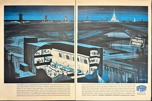 Sperry Air Force Worldwide Command and Control Cape Kennedy 2 Page Print Ad 1964 - Picture 1 of 5