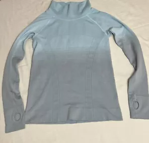 Ivivva By Lululemon Blue Long Sleeve Turtleneck Knit Shirt Thumb Holes Sz 12 - Picture 1 of 6