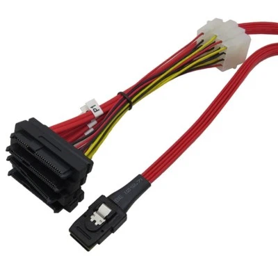 Molex Mini SAS Power SFF-8087 to 4 SFF-8482 29 pin with 4 SAS 4 pin Cable 1M - Image 1 of 4