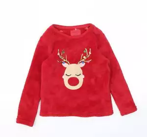 Primark Girls Red Animal Polyester Blend Pyjama Top Size 4-5 Years - Picture 1 of 12