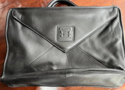 Geoffery Beene Briefcase LEATHER Satchel Black Barely Used EUC 2 Handles 17x11x4 - Image 1 of 4