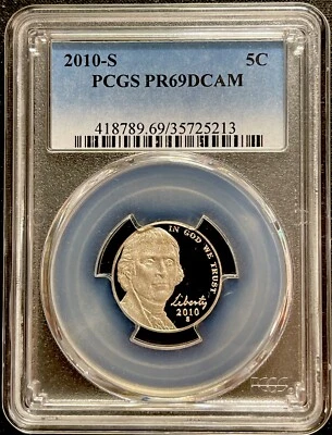 2010  S 5C Proof Jefferson Nickel PCGS PR69 DCAM! ENN Coins - Image 1 of 2