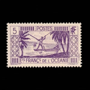 French Polynesia, Scott 84, Spear Fishing, 1934-1940, MH - Picture 1 of 2