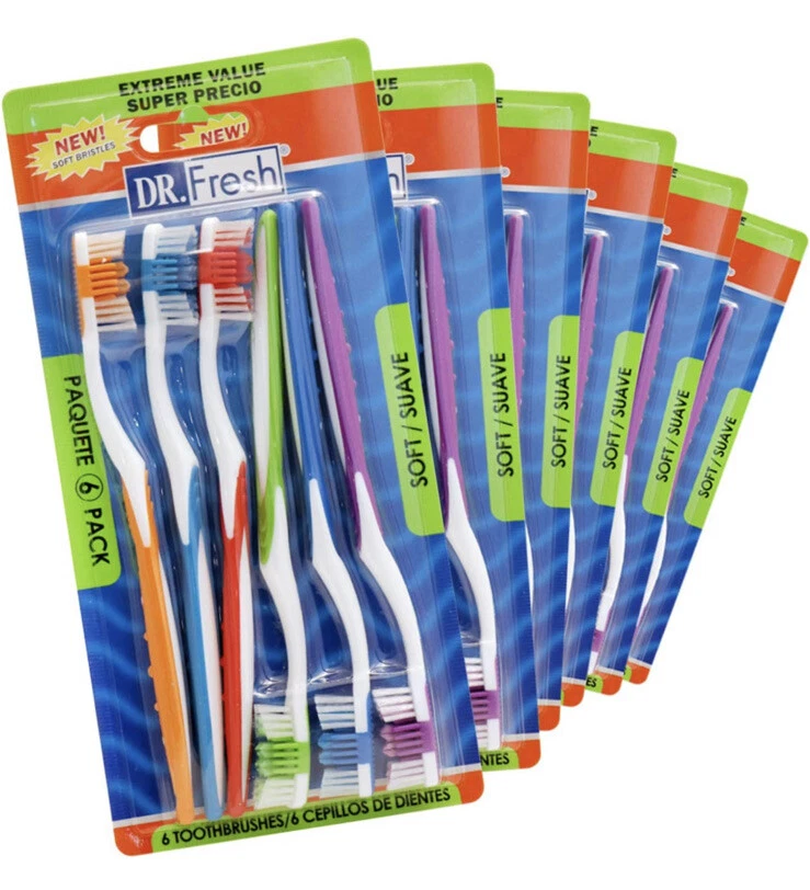6 Toothbrushes - Soft Bristles From Dr. Fresh