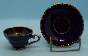 Semmering Cup Saucer Echt Cobalt K. Hofer Gold Trim Set Blue 4" Diameter Vintage - Picture 1 of 14