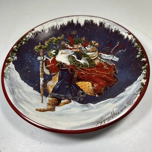 "Plato de Papá Noel de Navidad Internacional certificado por Peggy Abrams firmado 8""". - Imagen 1 de 3