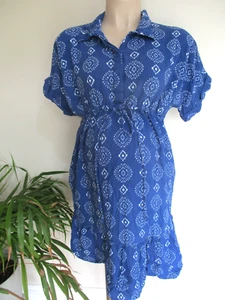 DOROTHY PERKINSMATERNITY & NURSING BLUE PRINT PEPLUM SHIRT DRESS SIZE 12 - Picture 1 of 2