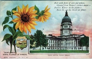 Sunflower State Capitol Topeka Kansas Postkarte verschickt - Bild 1 von 2