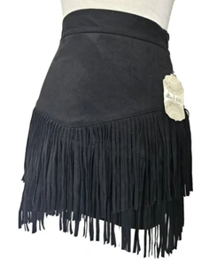 Women's Altar'd State Black Fringe Mini Skirt Size Small NEW NASHVILLE APPROVED - Picture 1 of 13
