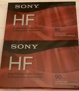 2 Pack Sony High Fidelity HF 90 Minute Audio Recording Blank Cassette Tapes NEW - Picture 1 of 2
