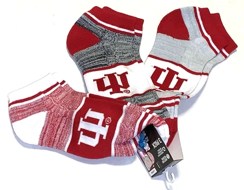 3 Pair University of Indiana Hoosiers Sports Socks Brand New! Mens LARGE 8 - 13 Cover