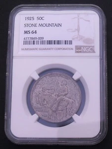 1925 Stone Mountain 50 C ,  NGC MS 64 , nice older coin           # 968, 5-3 - Picture 1 of 4