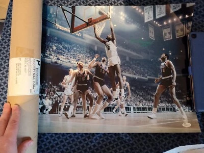 Bill Russell Green Ink Auto 16x20 Photo vs  Chamberlain (JSA)  - green ink rare - Image 1 of 4