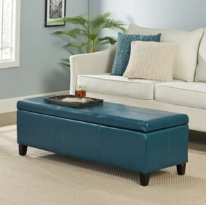 Storage Bench Leather Ottoman Faux Folding Footrest Box Chest Stool Sofa Living - Picture 1 of 8