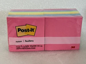 Genuine Post It Notes 3 x 3 Sticky Notes 16 Pads 1200 Sheets 5 Colors New - Picture 1 of 8