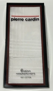 Vintage geöffnet Pierre Cardin Herren 3 weiße Taschentücher GUC mit Originalkarton - Bild 1 von 4
