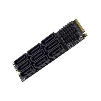 For Network Storage HDD SSD M2 NVMe M Key to 9 SATA Ports 6Gbps Expansion Card - Image 1 of 4