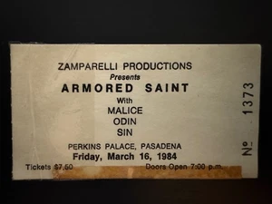 Biglietto concerto San corazzato vintage Stub Perkins Palazzo Pasadena 16 marzo 1984 - Foto 1 di 2