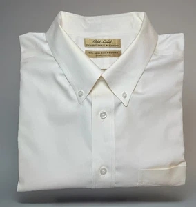 Roundtree & Yorke Gold Label Men’s Button Down Dress Shirt Sz 17.5 / 33 Cream - Picture 1 of 9