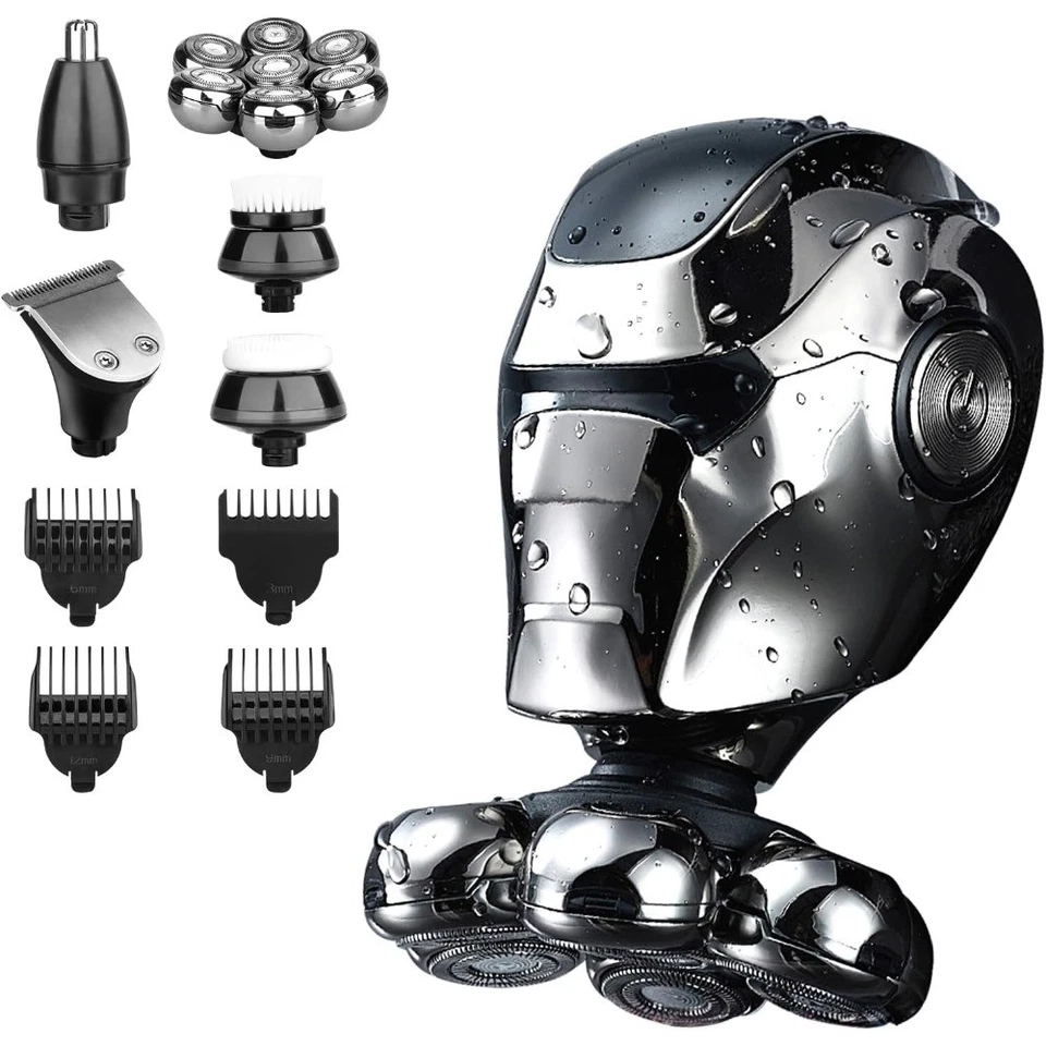 7D Cordless Shaver Hair Trimmer Men’s 6-In-1 Electric Head Shaver Razor Men Wet - Image 1 of 4