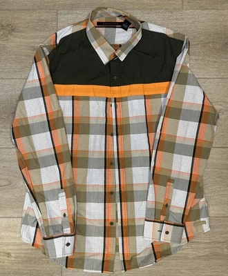 Camisa Sean John Para Hombre Talla 2XL Naranja A Cuadros Ajuste A Medida Abotonada Manga Larga Foto 1 de 4