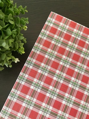 CHRISTMAS PLAID Design Tissue Paper Sheet Choose Size & Package Amount - Image 1 of 4