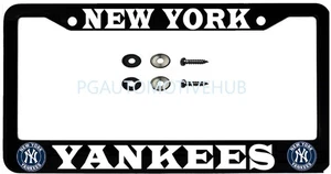 Marco de matrícula negro acero inoxidable letras de vinilo PARA NEW YORK YANKEES - Imagen 1 de 4