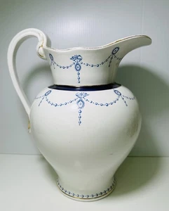 Antique 1900s Wedgwood & Co Ltd Pitcher England Pearl White & Blue 11” - Picture 1 of 14