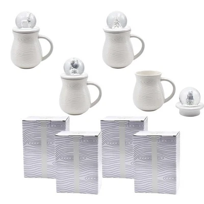 Temp-Tations 4 Mugs 16oz w/ Snow Globe Lids & Gift Box – Coffee Tea Cups Set - Image 1 of 4