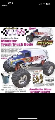 Hpi savage/ traxxas Parma 1/8 Monster Trash Truck #1223 New In Bag clear  - Image 1 of 4