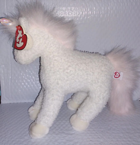 Vtg Ty Classic SPARKLES Unicorn White 11in Plush Pink Mane Tail Silver Horn 1996