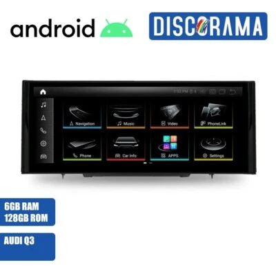 AUTORADIO ANDROID 6/128GB AUDI Q3 2012-2018 STEREO AUTO TOUCH 10" WIFI NAVI GPS - Immagine 1 di 4