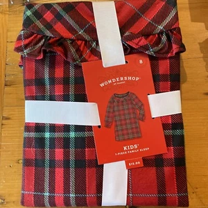Wondershop kids nightgown 1 piece family sleep red tartan size 8 - Picture 1 of 2