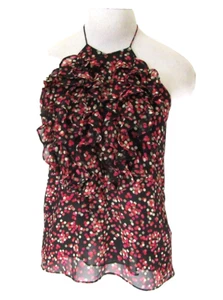 The Limited Shirt Top Womens Medium Sleeveless Halter Lined Zipper Ruffled Nice - Picture 1 of 9