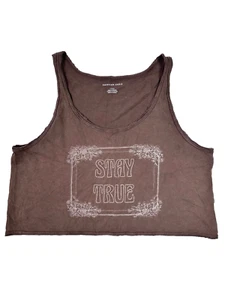 NWT! American Eagle Stay True Tank Crop Top Oversize Raw Hem Floral Brown Size L - Picture 1 of 8
