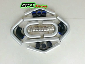 2.5" 64mm Aluminum Universal Intercooler Turbo Piping pipe Kit + Black hose kits - Picture 1 of 5