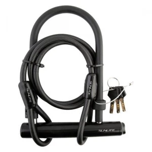 BIKE BICYCLE LOCK U LOCK STD 4x7.75/10mmx4ft & CABLE w/ BRACKET BLACK - Picture 1 of 1