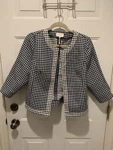 Giacca donna Laundry by Shelli Segal blu navy/bianco fiore/quadrato - taglia 10 - Foto 1 di 3