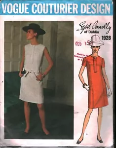 1928 Vintage Vogue Sewing Pattern Misses 1960s 1 Piece Couturier Dress Connolly - Picture 1 of 2