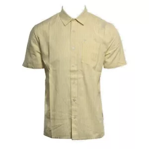 Men's Volcom Kramer S/S Striped Button Up Casual Shirt Lemon Yellow Size XL - Picture 1 of 1