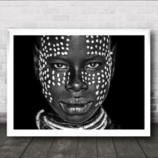 Karo Girl Ethiopia Eyes B&W Face Dots Dot Dotted Native Wall Art Print