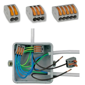 Wago Connectors 222 Series 2 , 3 & 5 Port Lever Cage Clamp Terminal Blocks - Picture 1 of 4