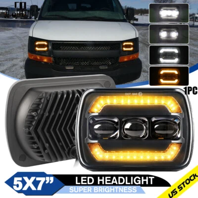 For Chevy Express Cargo Van 1500 2500 3500 7x6'' 5x7 LED Headlight Hi/Lo DRL DOT - Image 1 of 4