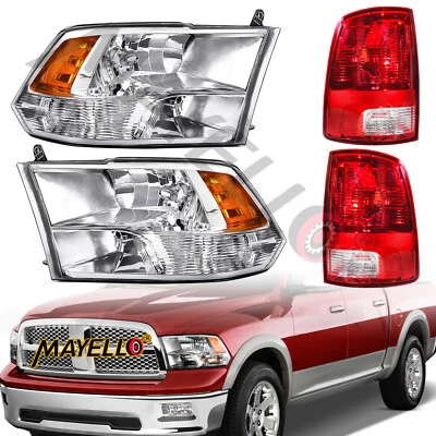 For 2009-2018 Dodge Ram 1500 2500 3500 Headlights+Tail Lights fit 19-23 Classic - Image 1 of 4